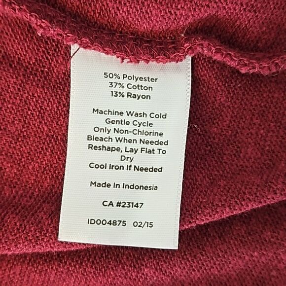 Talbots Women's Petite 3/4 Sleeve Open Cardigan Sweater Burgundy M - Picture 8 of 9